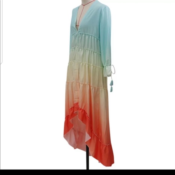 BOHO Ombré Rainbow Tiered Maxi Dress - Picture 4 of 8